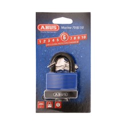 ABUS 70 Series Weather Sealed Padlock with 55mm Black Brass Body and 24mm Plastic Coated Stainless Steel Shackle KD Display Pack - 70IB50C