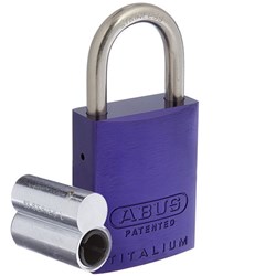 ABUS 83AL Series Premium Rekeyable Padlock with 40mm Purple Aluminium Body and 25mm Stainless Steel Shackle Less Plug - 83ALIB40PURLP