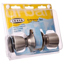 BRAVA Urban Cylindrical Tulip Entrance Knob Set LW4 Profile KD with Adjustable 60/70mm Satin Stainless Steel Display Pack - BRC6600DP