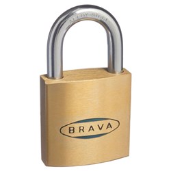 BRAVA 40mm Padlock KA1 243314 Brass with Steel Shackle - BRP40KA1