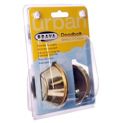 BRAVA Urban Deadbolt Single Cylinder LW4 Profile KD Polished Brass Display Pack - D371DP