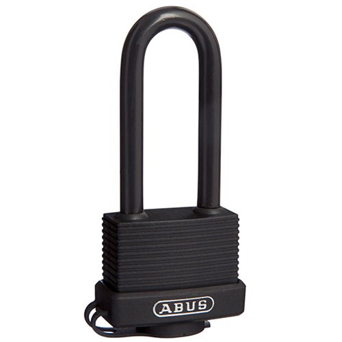 ABUS 70 Series Weather Sealed Padlock with 49mm Black Brass Body and 63mm Plastic Coated Steel Shackle KD Display Pack - 7045HB63C