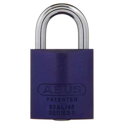 ABUS 83AL Series Premium Rekeyable Padlock with 45mm Purple Aluminium Body and 25mm Hardened Steel Shackle KD - 83AL45NPURKD