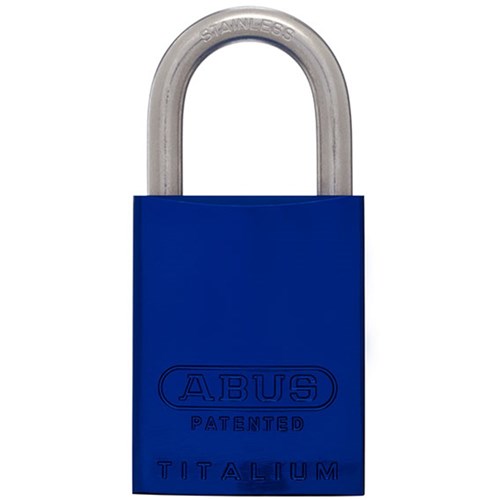 ABUS 83AL Series Premium Rekeyable Padlock with 40mm Blue Aluminium Body and 25mm Stainless Steel Shackle Less Plug - 83ALIB40BLULP