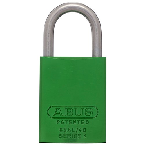 ABUS 83AL Series Premium Rekeyable Padlock with 40mm Green Aluminium Body and 25mm Stainless Steel Shackle KD - 83ALIB40GRNKD