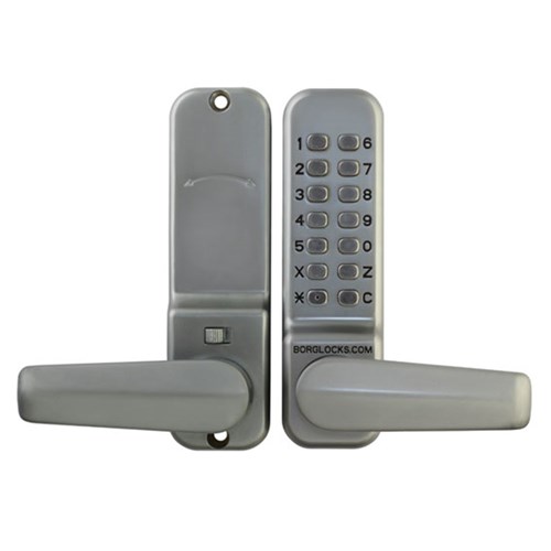 Borg Mechanical Digital Door Lock with Lever Easicode Pro and Holdback Satin Chrome - BL2401SCECP