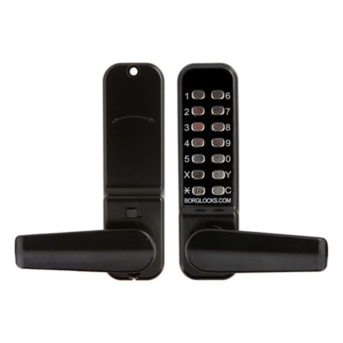 Borg Mechanical Digital Door Lock with Lever Easicode Pro and Holdback Marine Grade Black - BL4401MGPROECP