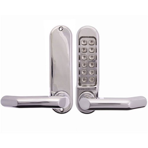 Borg Mechanical Digital Door Lock with Lever External Grade Chrome Plate - BL5001MG