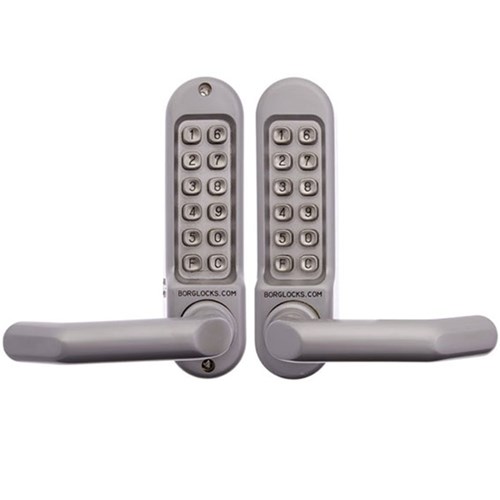 Borg Mechanical Digital Door Lock with Lever Back to Back Keypads Satin Chrome - BL5051SC