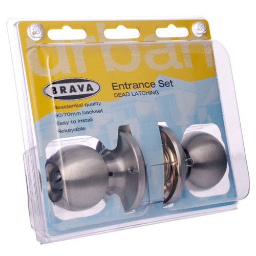 BRAVA Urban Tiebolt Entrance Knob Set LW4 Profile KD with Adjustable 60/70mm Backset Satin Stainless Steel Display Pack - BRT3600DP