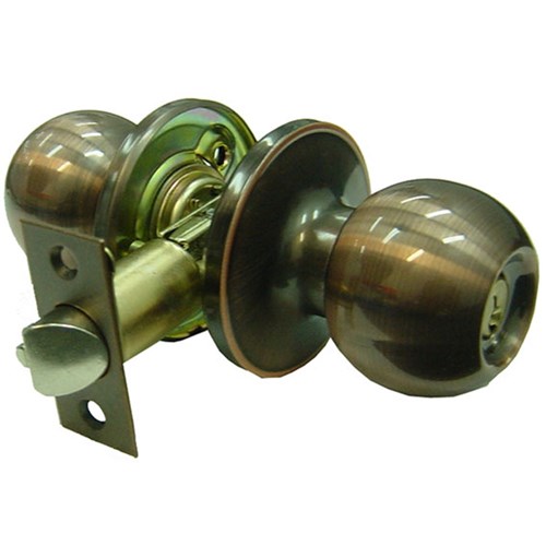 BRAVA Urban Tiebolt Entrance Knob Set LW4 Profile KD with Adjustable 60/70mm Backset Antique Copper - BRT3900B