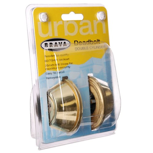 BRAVA Urban Deadbolt Double Cylinder LW4 Profile KD Polished Brass Display Pack - D372DP