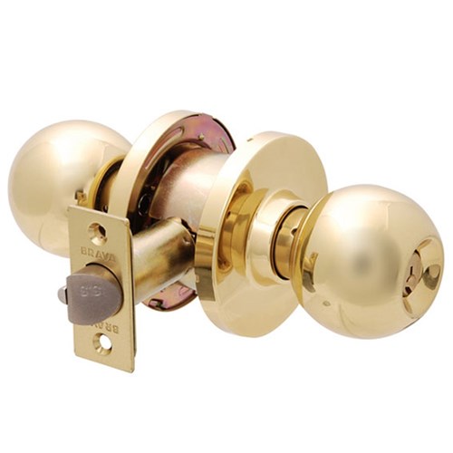 BRAVA Metro EA Series Entrance Knob Set 70mm Backset Polished Brass - EA3100PB70