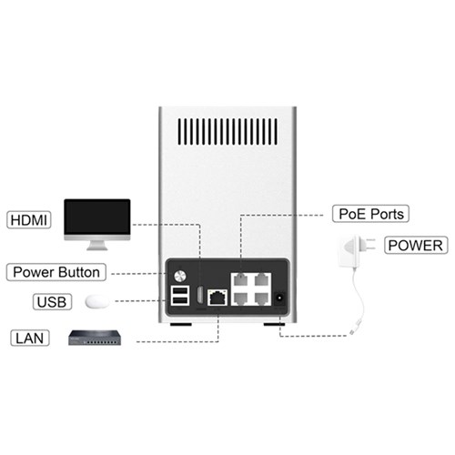 Milesight 1000 Series 9 Channel Tower NVR with 4 PoE Ports, 1 HDD Bay - MS-N1009-UPT/S