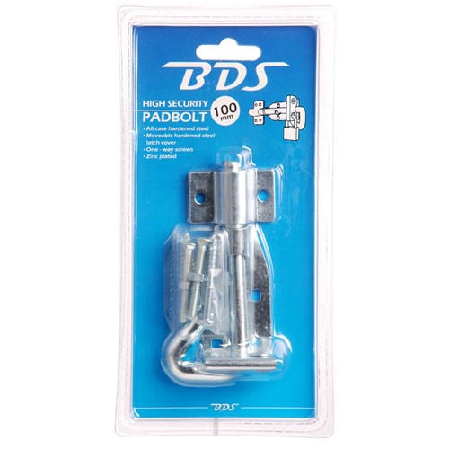 BDS PADBOLT HIGH SECURITY DP PAD100Z ZINC 100MM