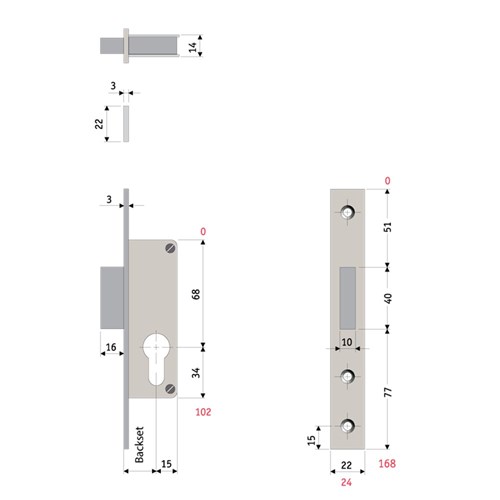 PROTECTOR 401 Series Euro Cylinder Mortice Deadbolt Backset 25mm Satin Stainles Steel - 721-30-SSF